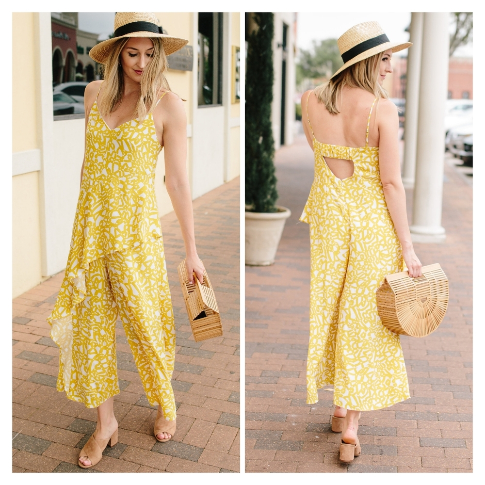 Anthropologie Maeve Daytrip Yellow Wide Leg Jumpsuit Size 2